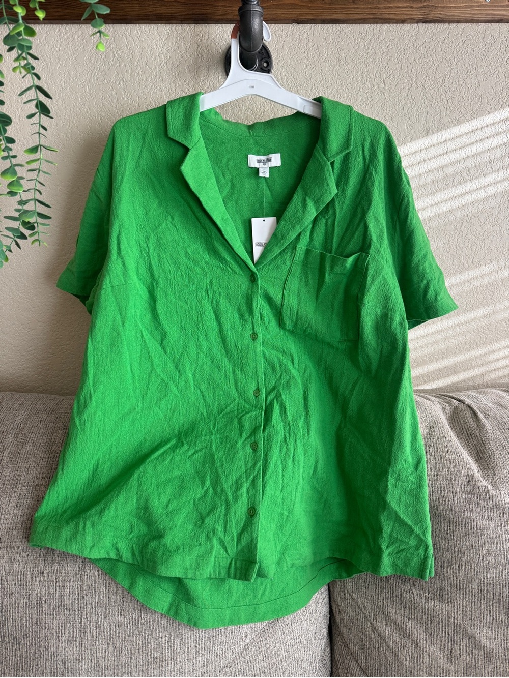 Rosie Assoulin Bright Green Short-Sleeve Button-Down Shirt